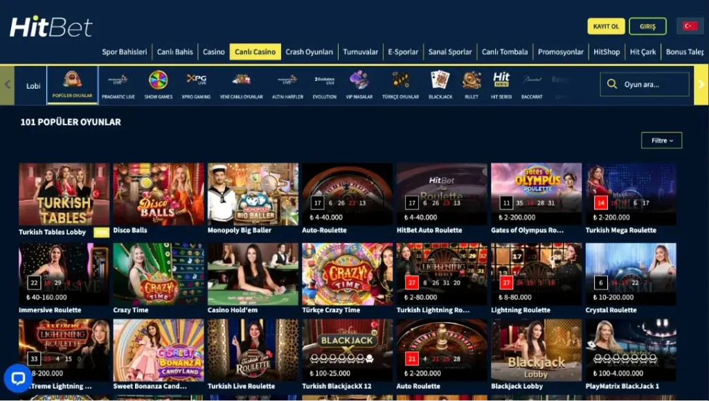 Hitbet Canlı Casino Oyunları